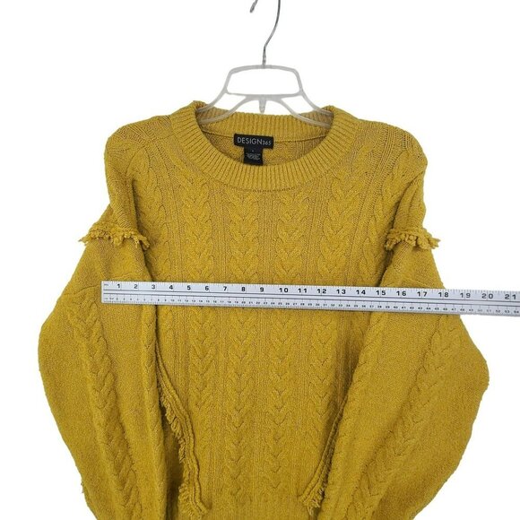 Design 365 Women's Cable Knit Long Sleeve Sweater Yellow Size L - Picture 4 of 9